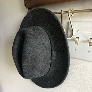 All Saints Dark Gray Wool Fedora Hat
